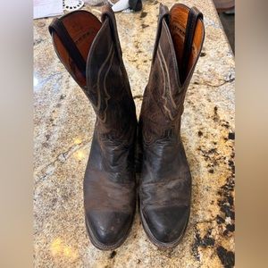 men’s Lucchese 2000 brown leather cowboy boots.